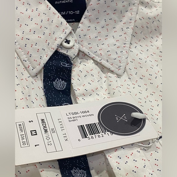 Level Ten Authentic Boys Woven Peached Poplin Short Sleeves Shirt Size M (10-12) - Picture 12 of 16